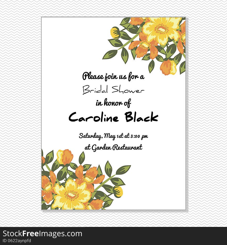 Wedding card or invitation with abstract floral background