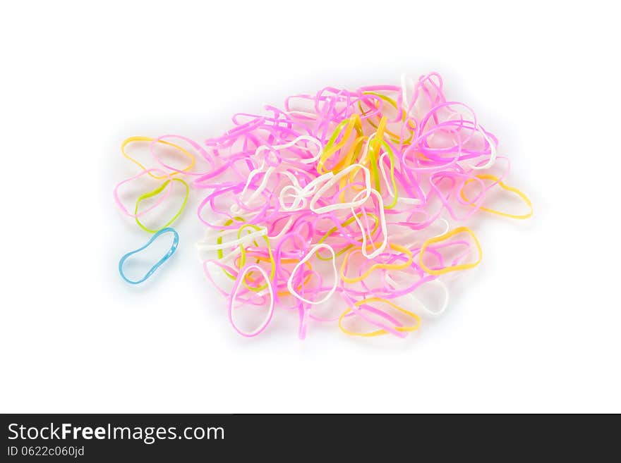 Colorful rubber band on white background. Colorful rubber band on white background.