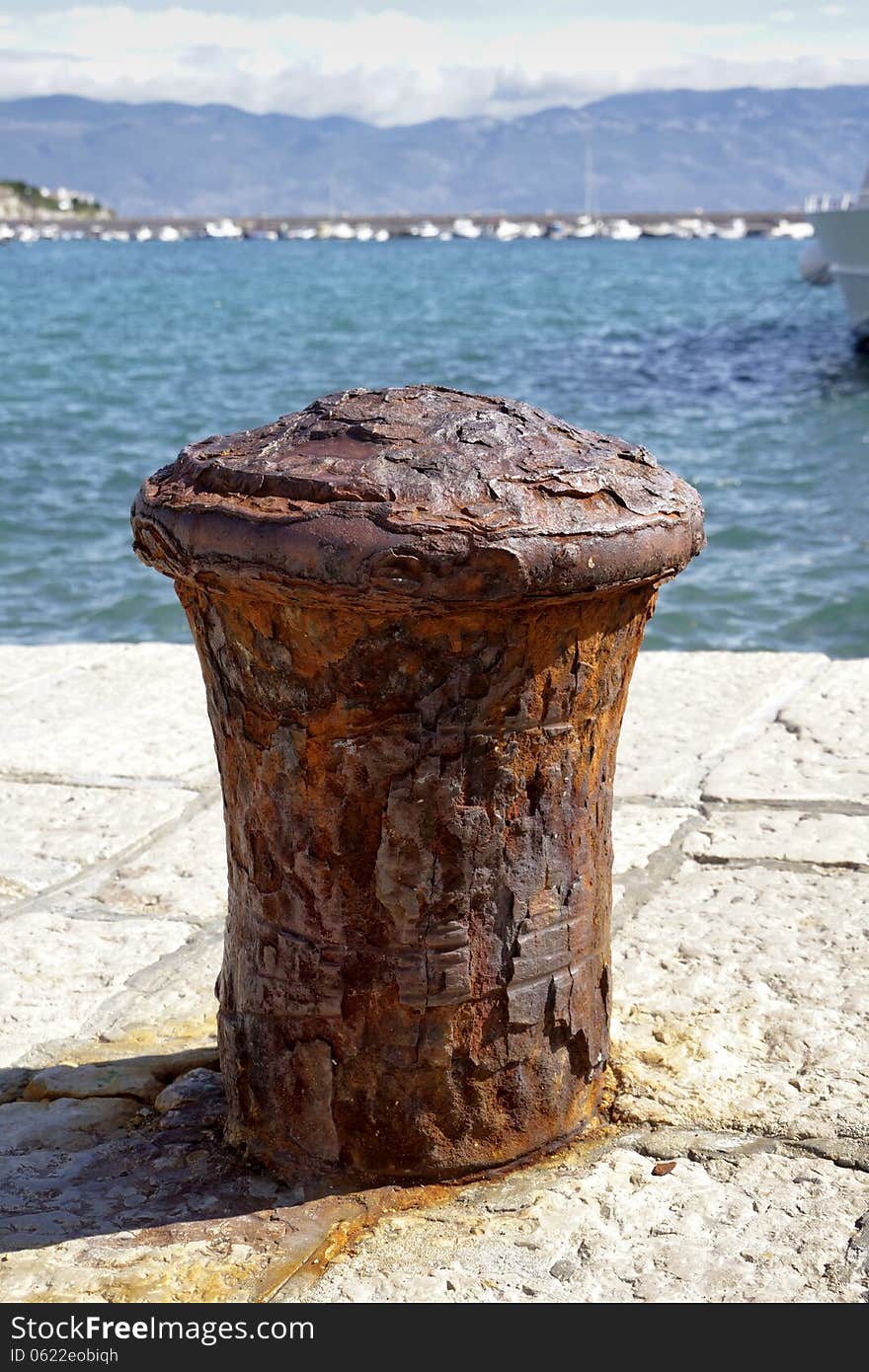 Beautiful old oxidated buoy in the harbour