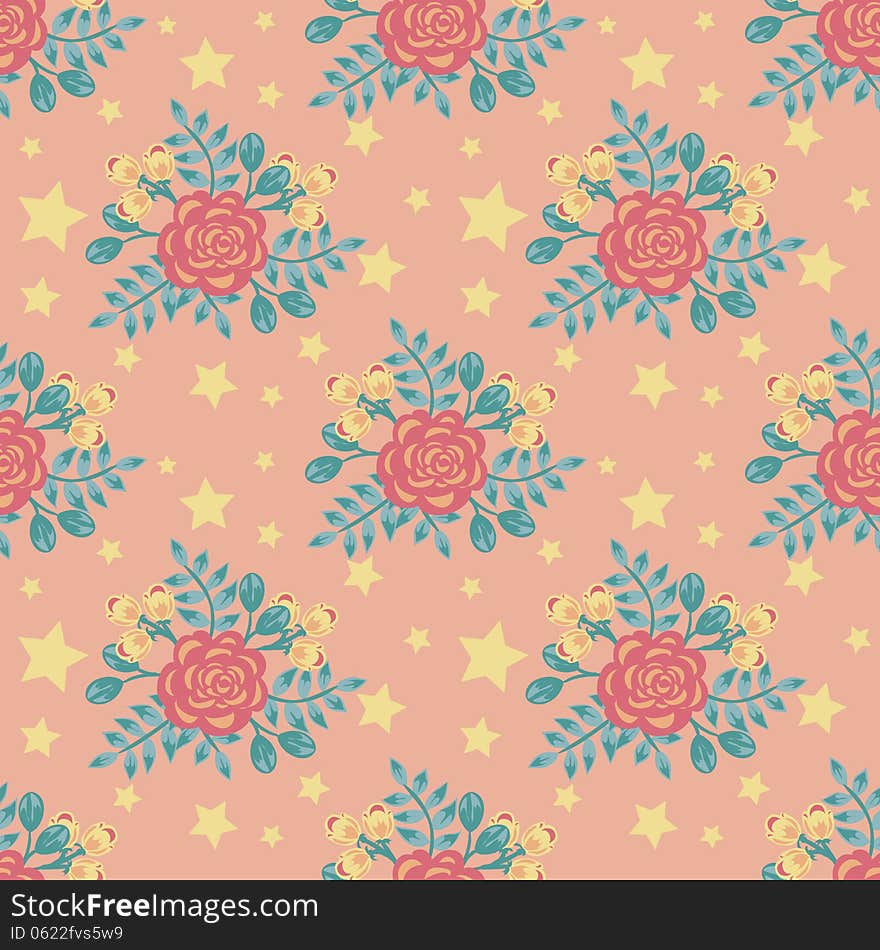 Vector seamless background with flowers. Vector seamless background with flowers