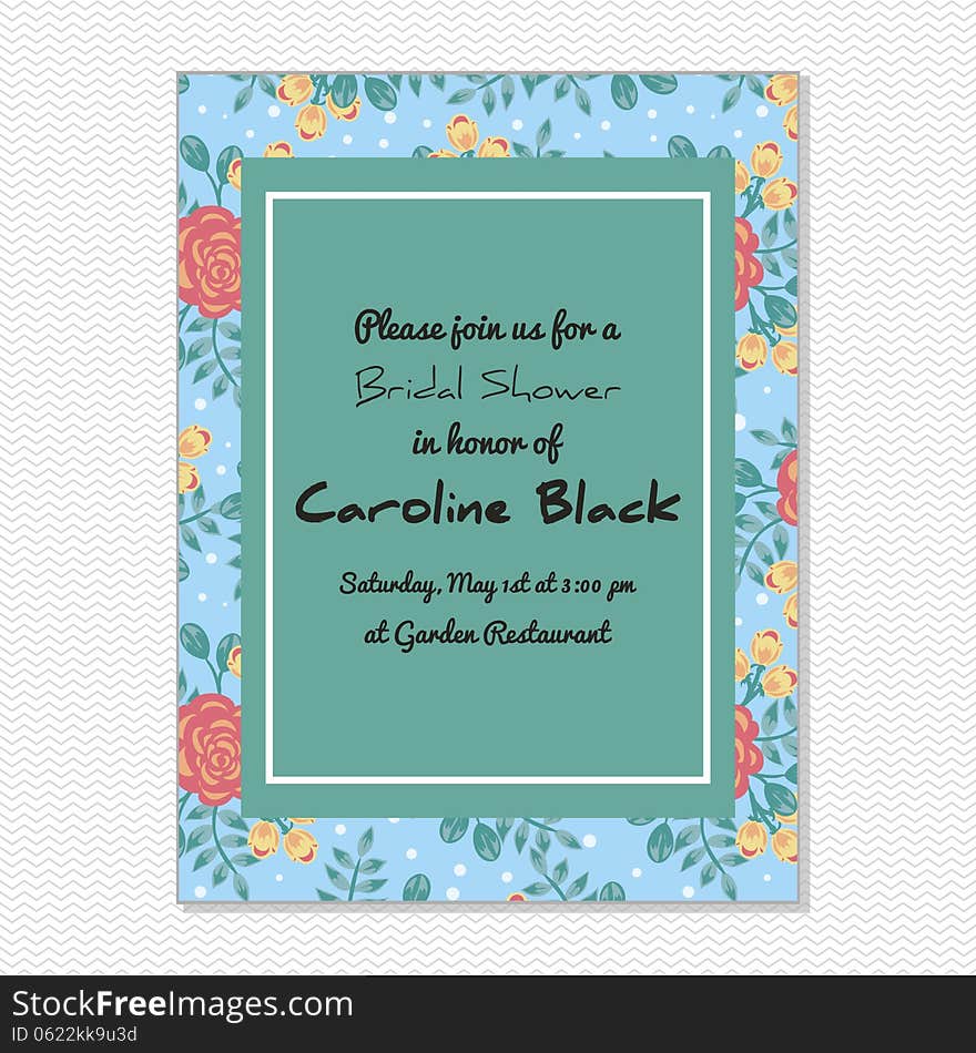 Wedding card or invitation with abstract floral background