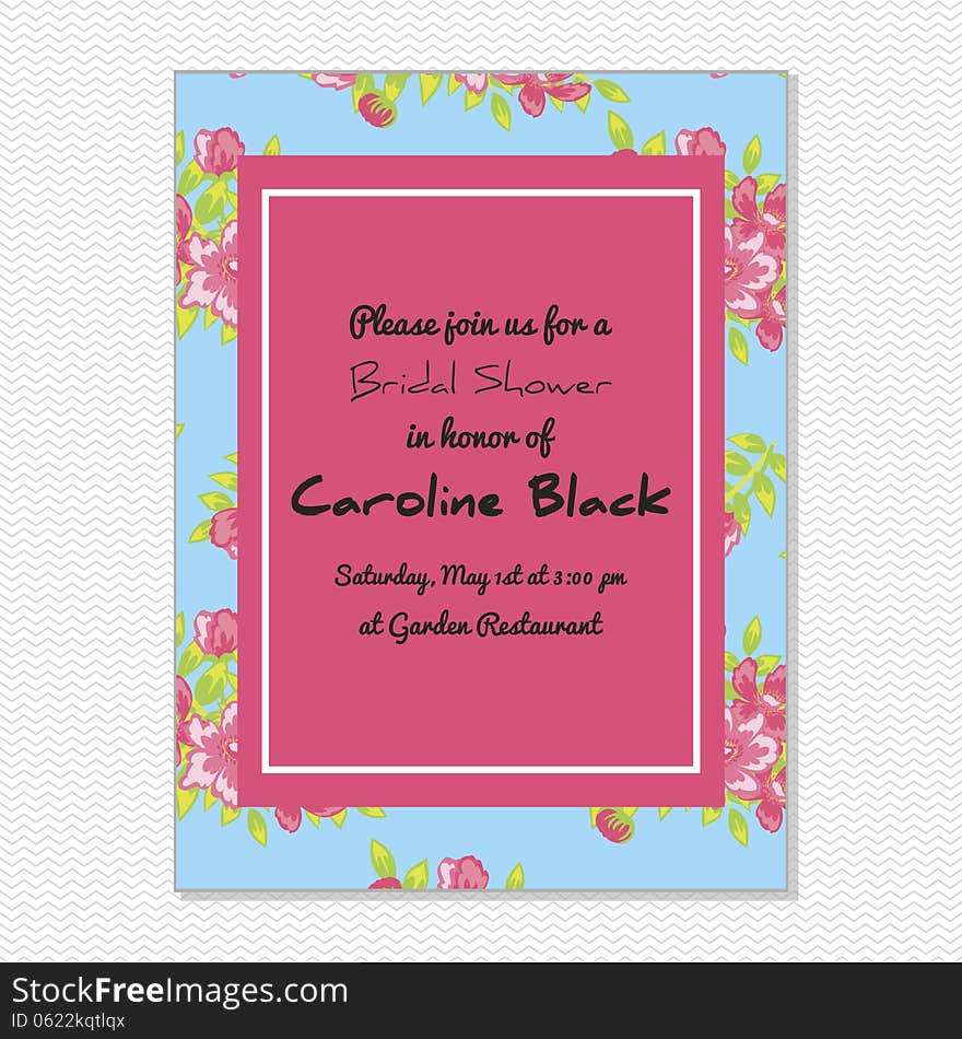 Wedding card or invitation with abstract floral background