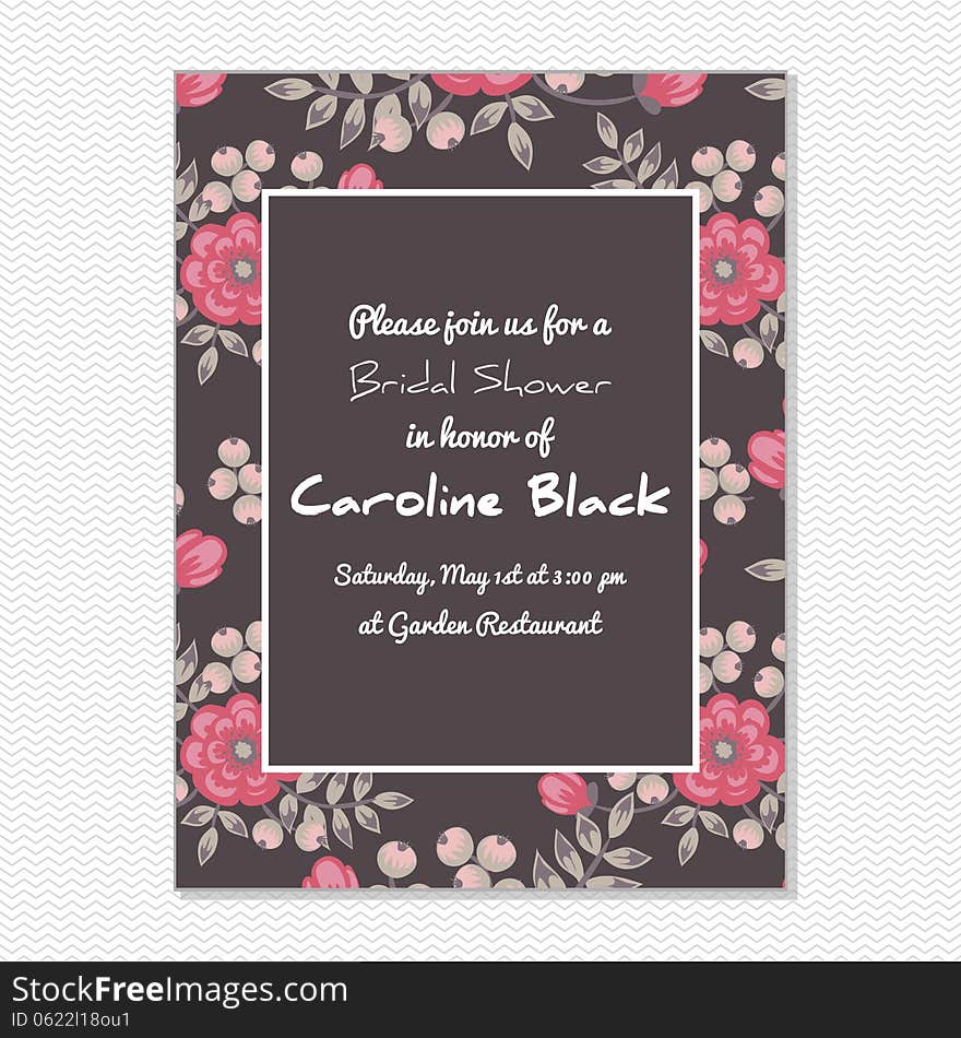 Wedding card or invitation with abstract floral background