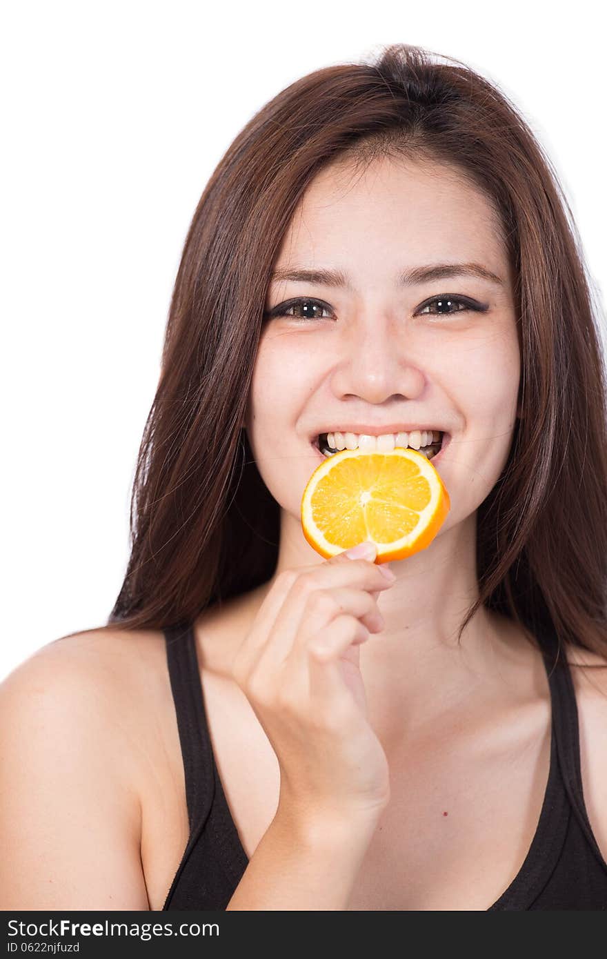 Woman with oranges in her hands