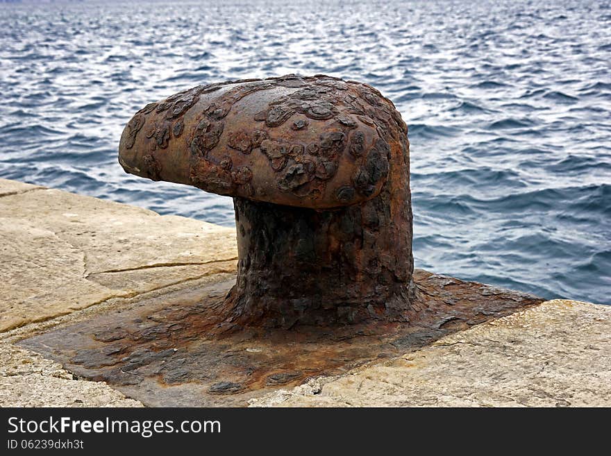 Beautiful old oxidated buoy in the harbour