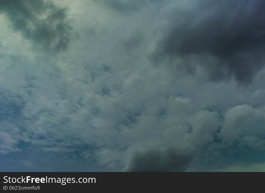 Landscape deep blue cloudy sky and rain strom background