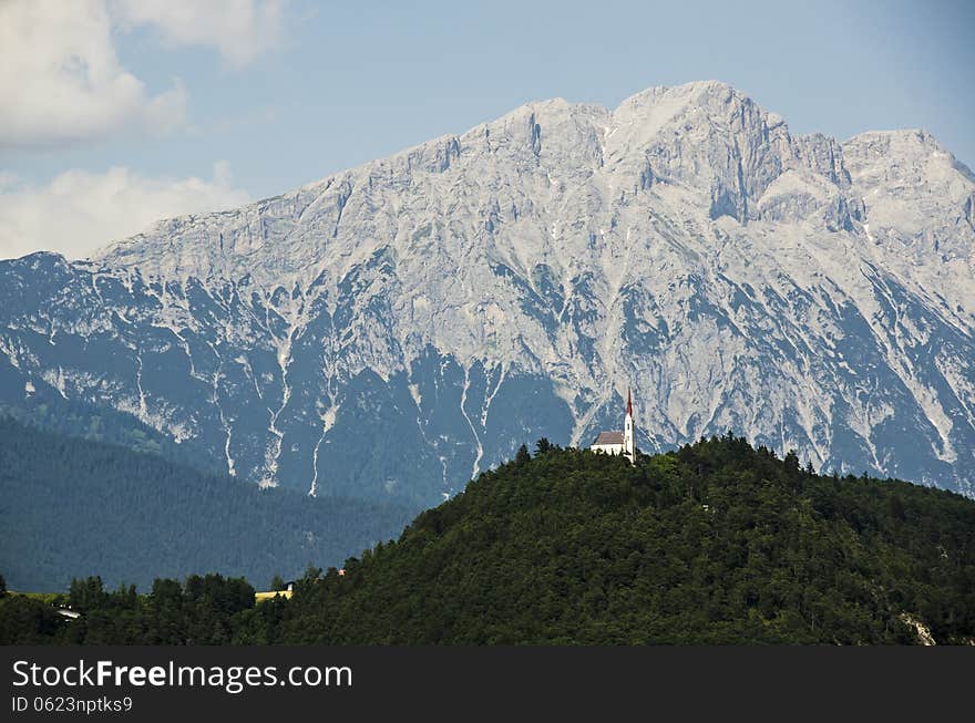 Church on the top of the mountain Austria