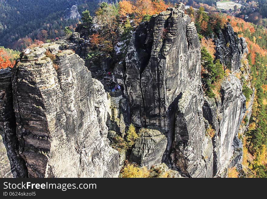 Bastei rocks in Saxon Switzerland Germany