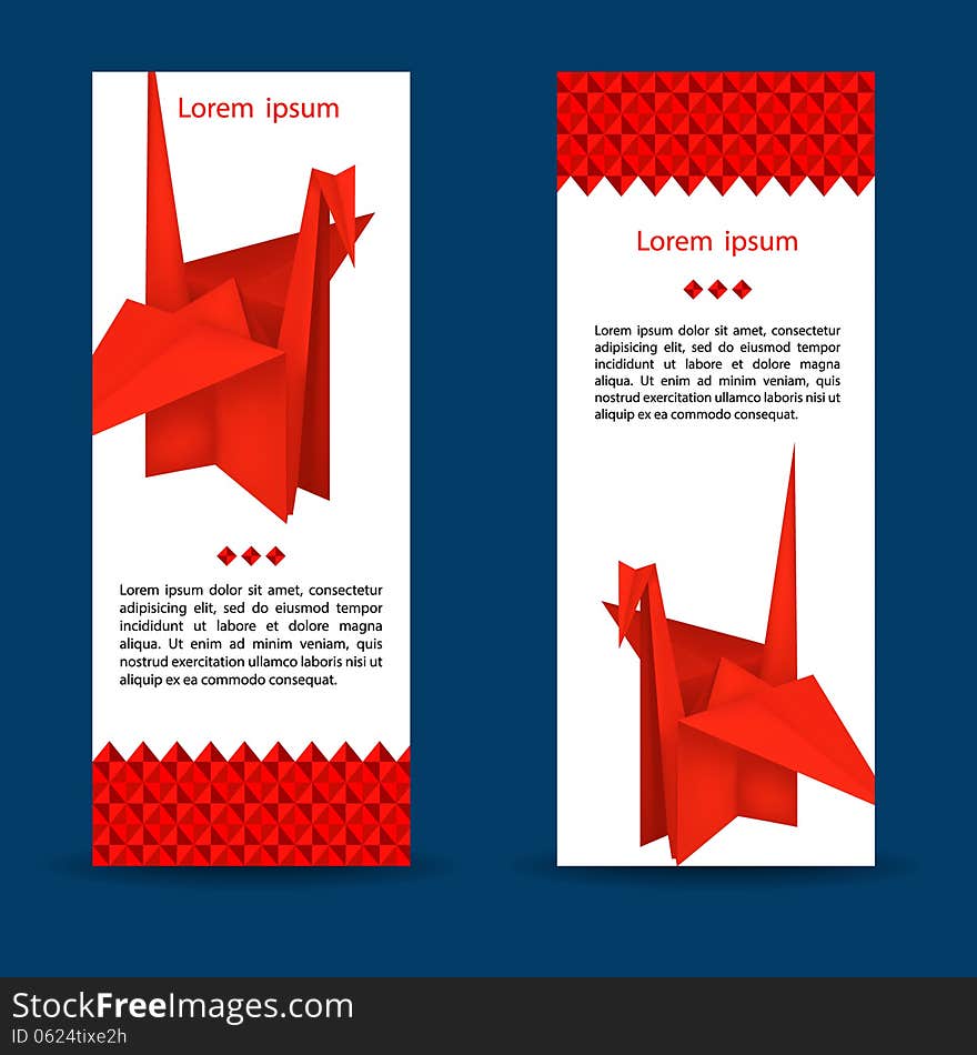 Traditional Japanese origami crane made from red paper. Traditional Japanese origami crane made from red paper