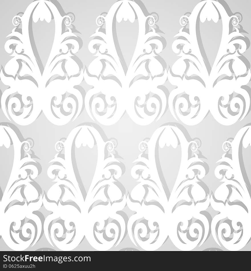 Seamless white patterned wallpaper. Vector illustration.