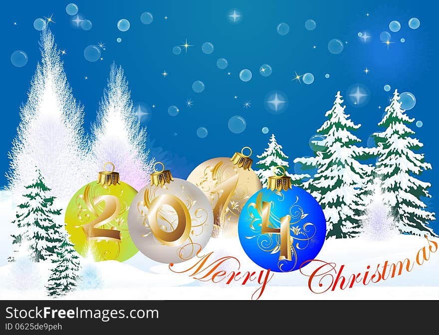 composition with Christmas tree for New Year,. composition with Christmas tree for New Year,