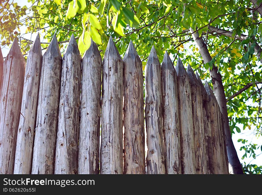 Construction detail of a wood fence. Construction detail of a wood fence