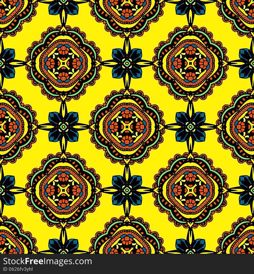 Yellow Festive Seamless textile pattern design. Yellow Festive Seamless textile pattern design