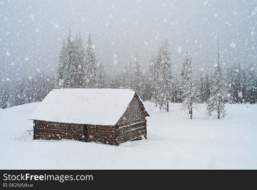 Snowfall in the mountains