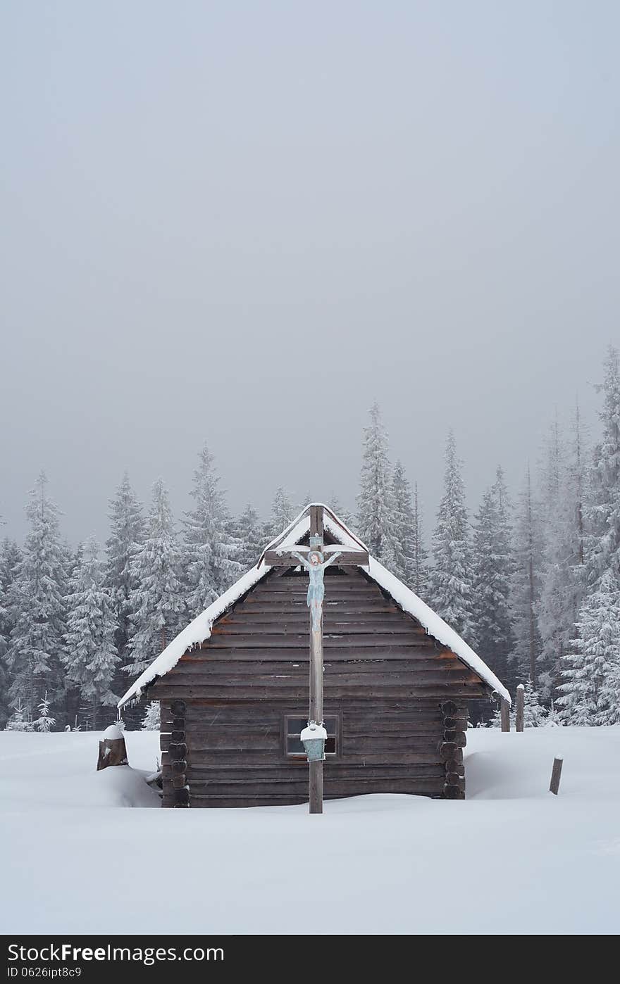 Wooden hut in the mountains