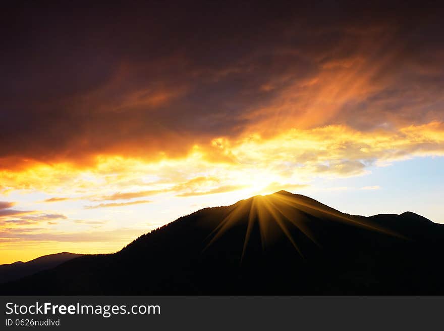 Sunset in the mountains