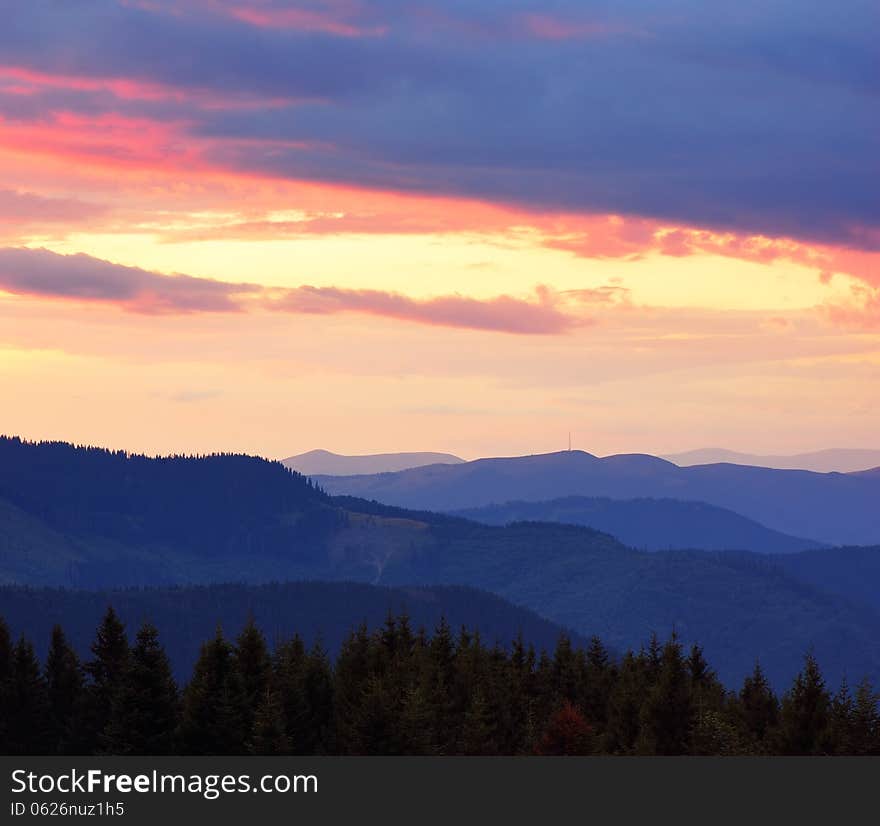 Sunset in the mountains