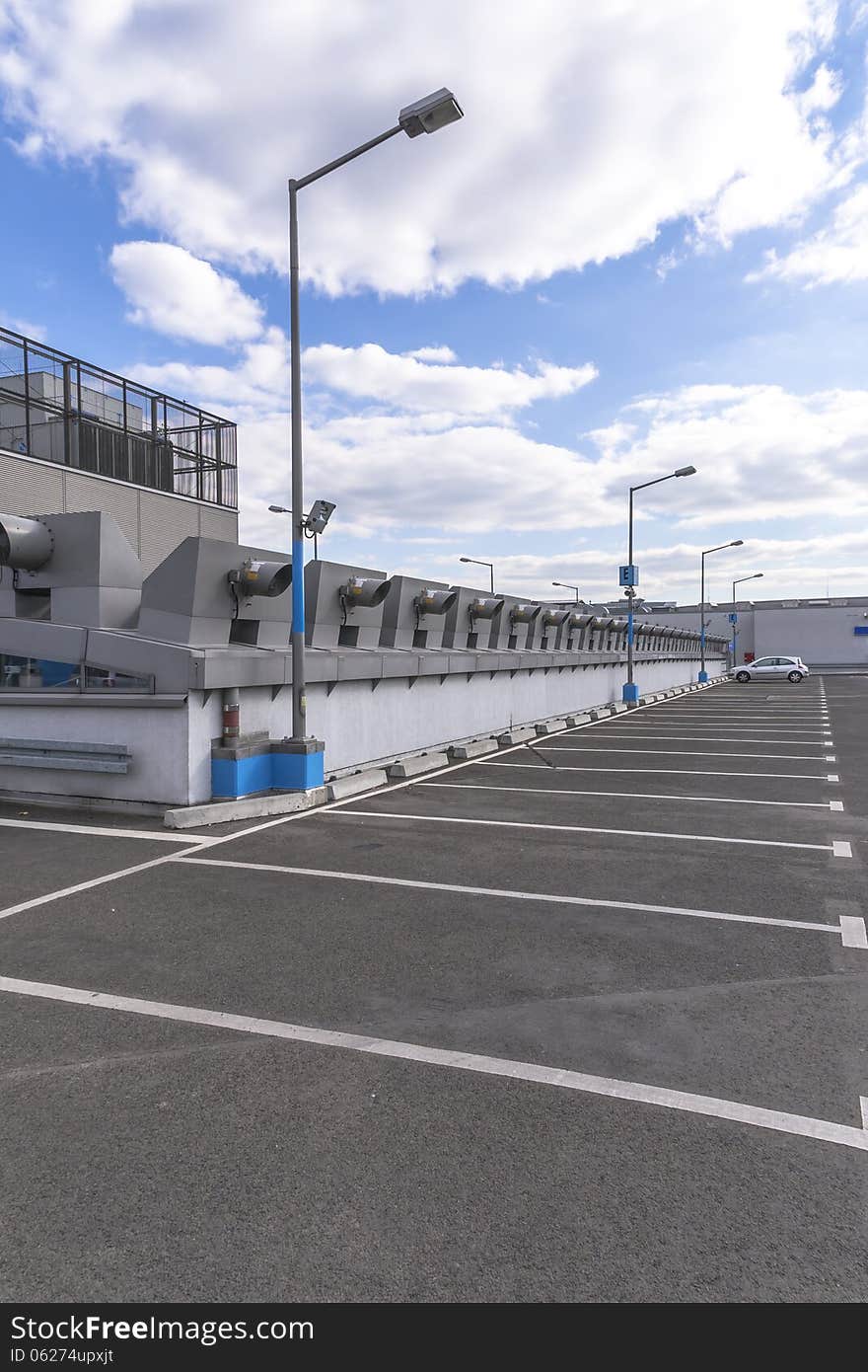 Top Floor of and Empty Parking Garage in Krakow , Poland .