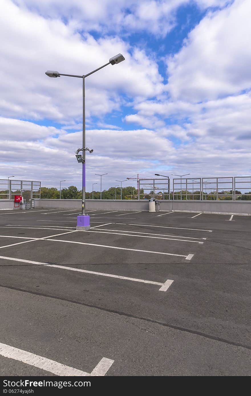 Top Floor of and Empty Parking Garage in Krakow , Poland .