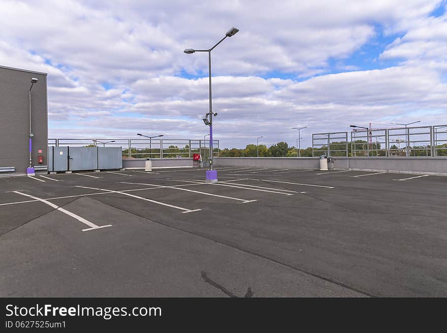 Top Floor of and Empty Parking Garage in Krakow , Poland .