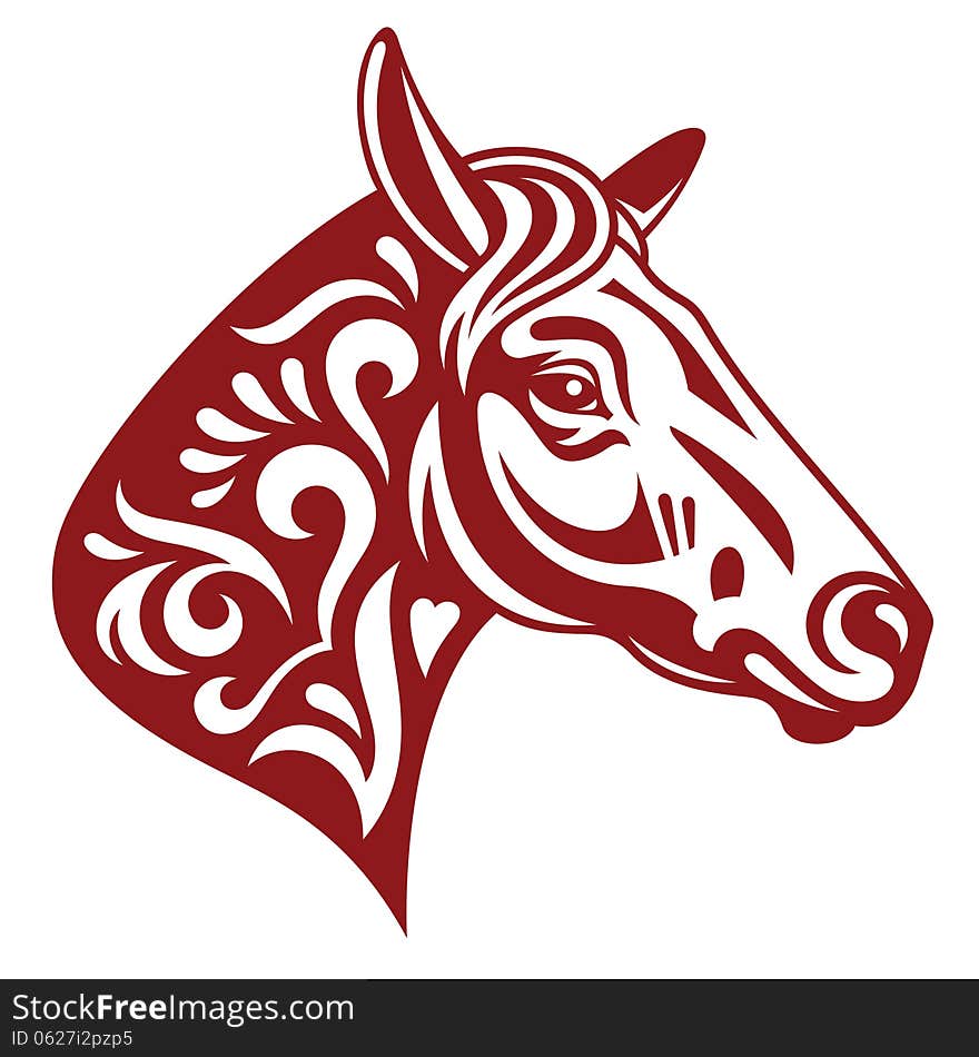 Horse, abstract vector illustration in red color