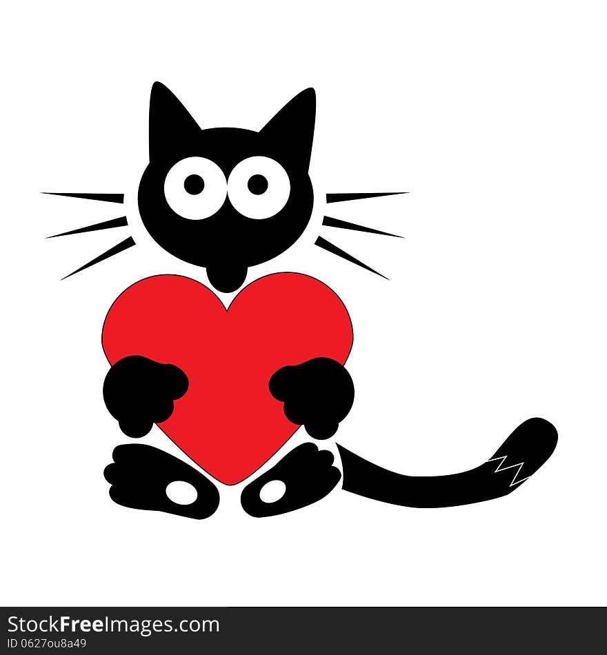 Black cat with red heart