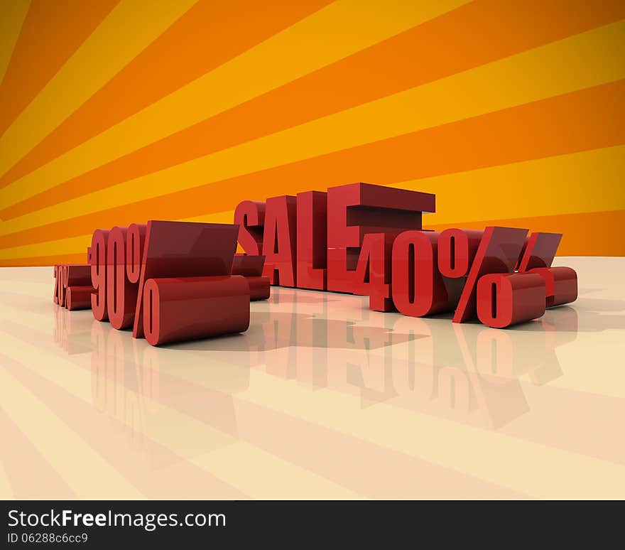 Sale discount set with percents and volume 3D font