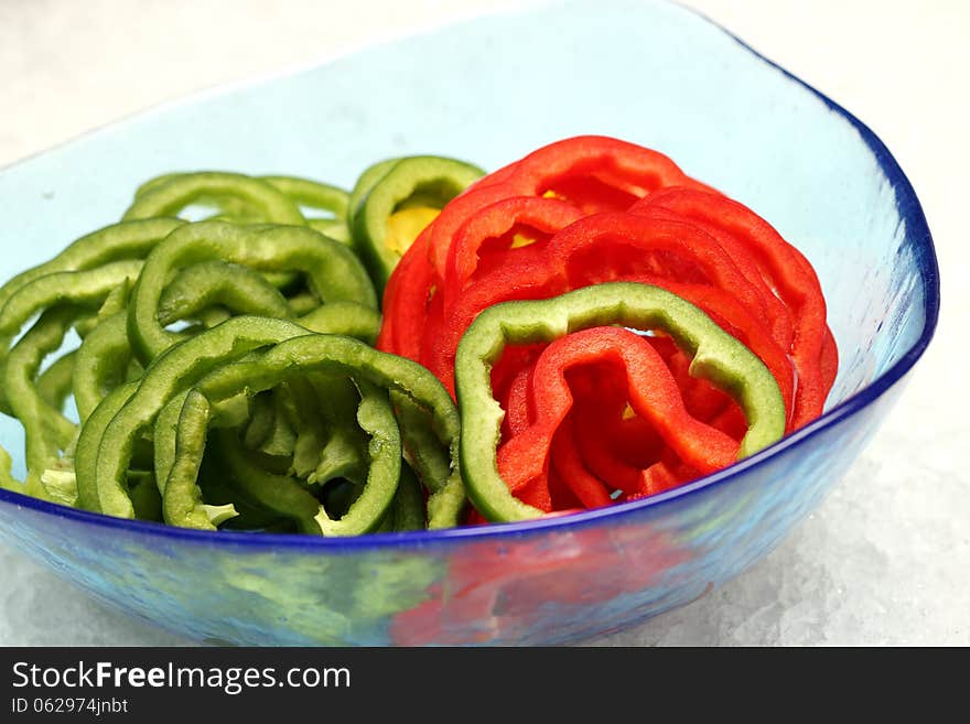 Fresh green and red bell pepper