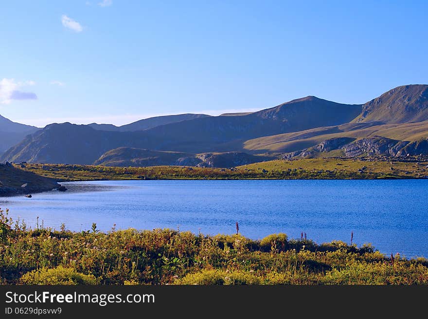 Mountain lake in the early morning