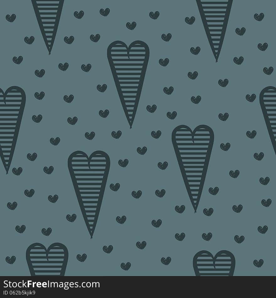 Seamless pattern with blue hearts, romantic gothic background. Seamless pattern with blue hearts, romantic gothic background.