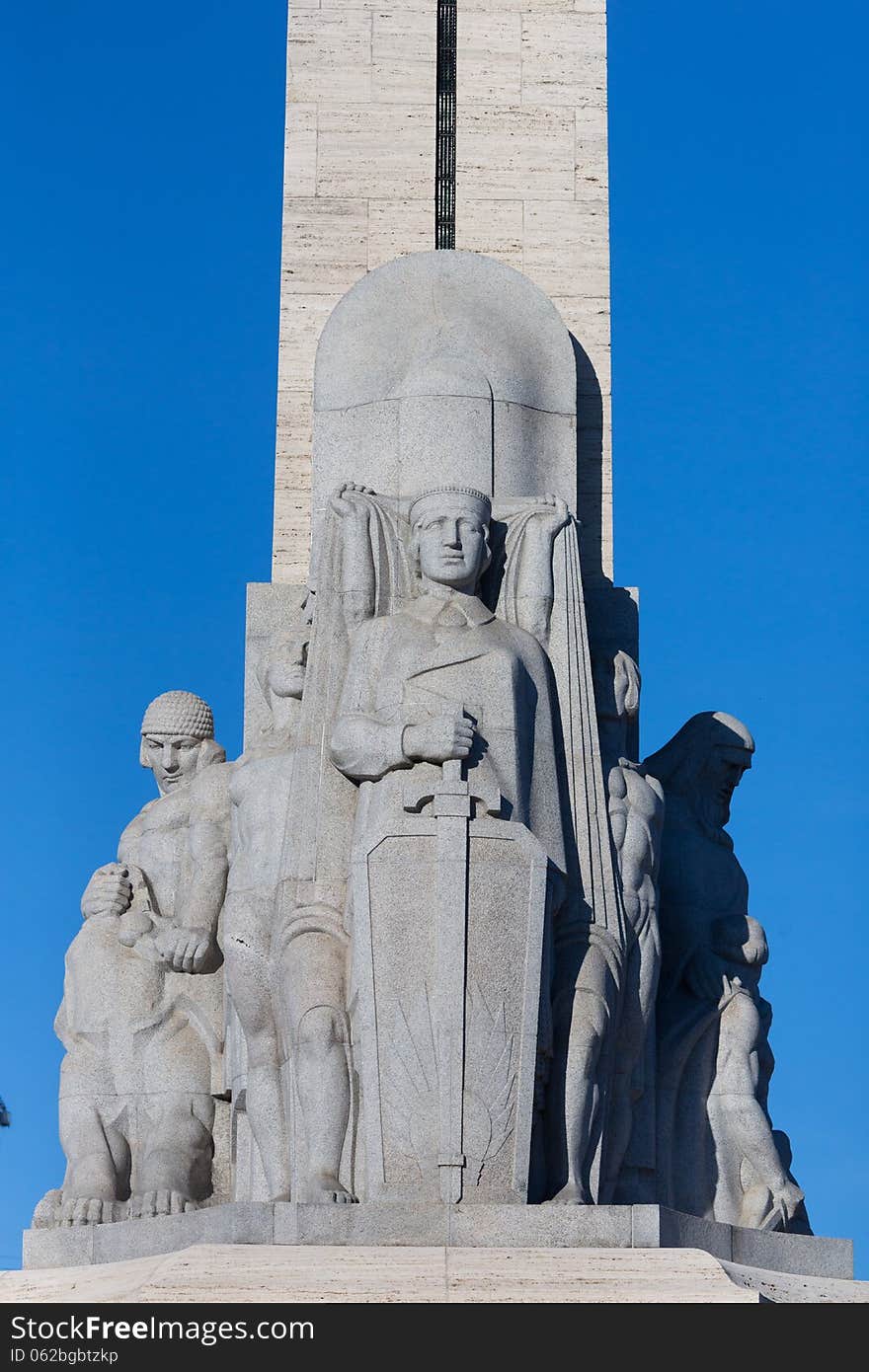 Freedom monument in Riga, Latvia with blue sky