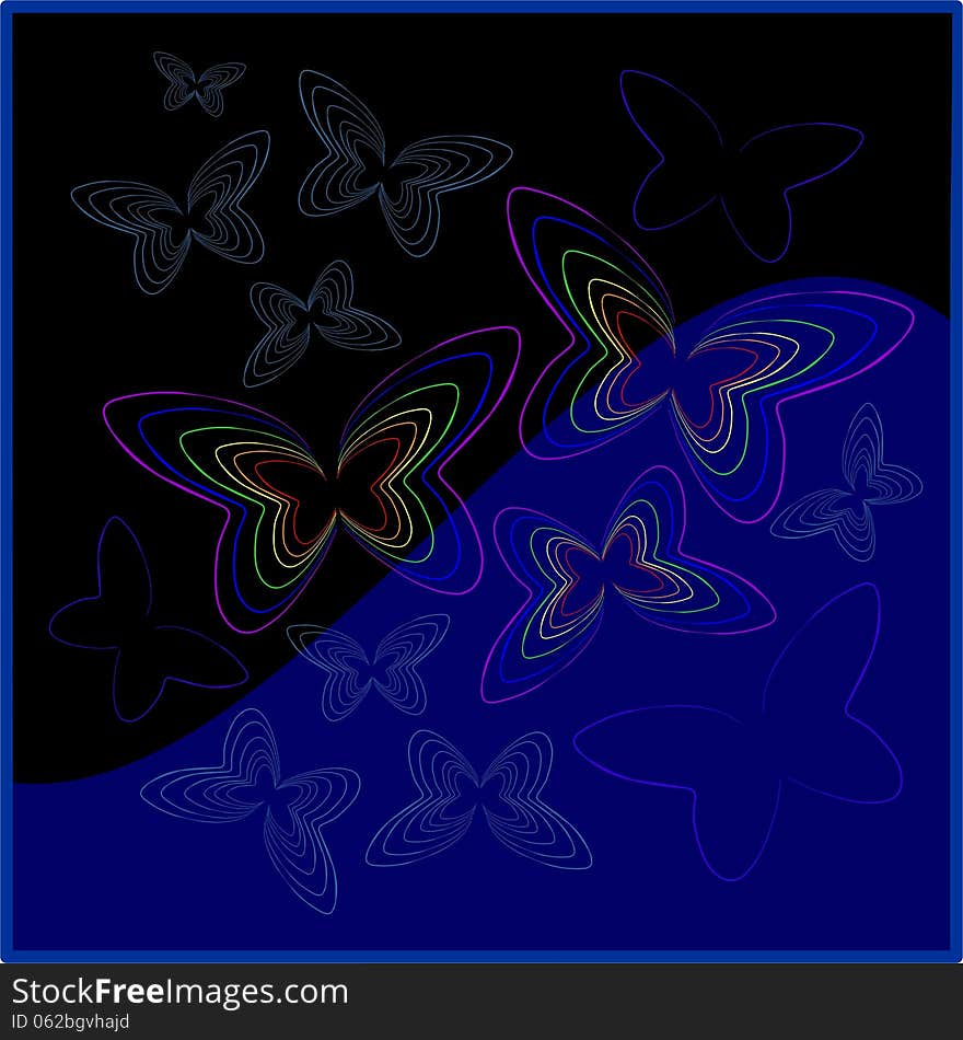 Vector butterflies on a dark background. Vector butterflies on a dark background