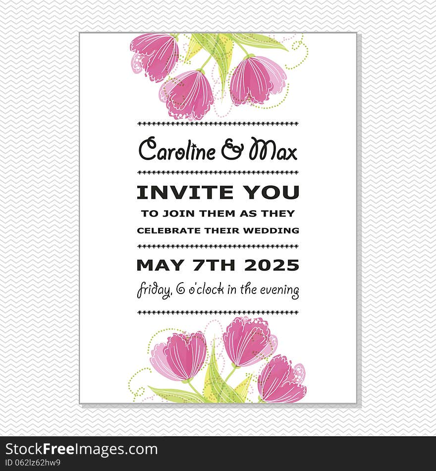 Wedding card or invitation with abstract floral background