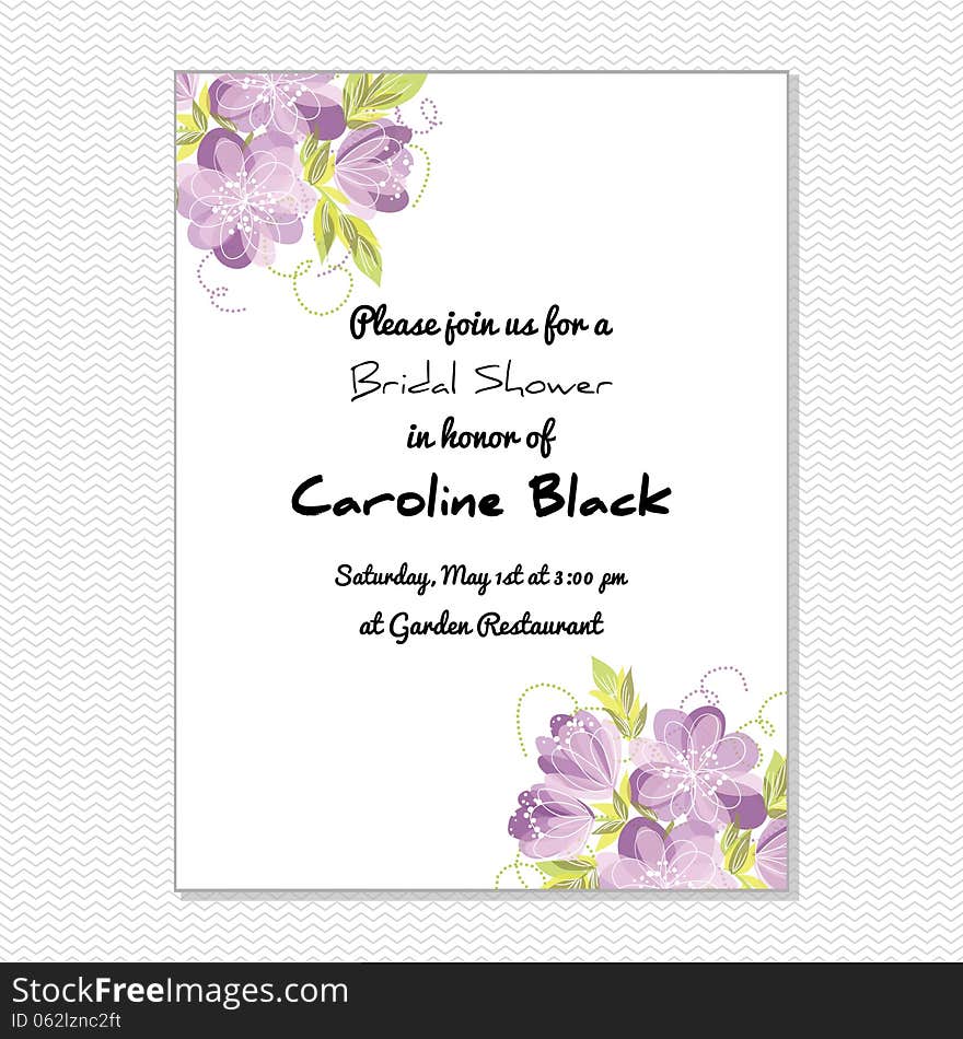 Wedding card or invitation with abstract floral background