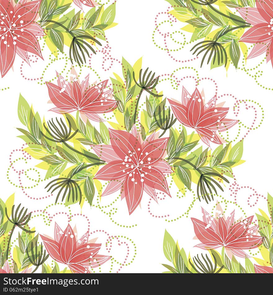 Vector seamless background with flowers. Vector seamless background with flowers