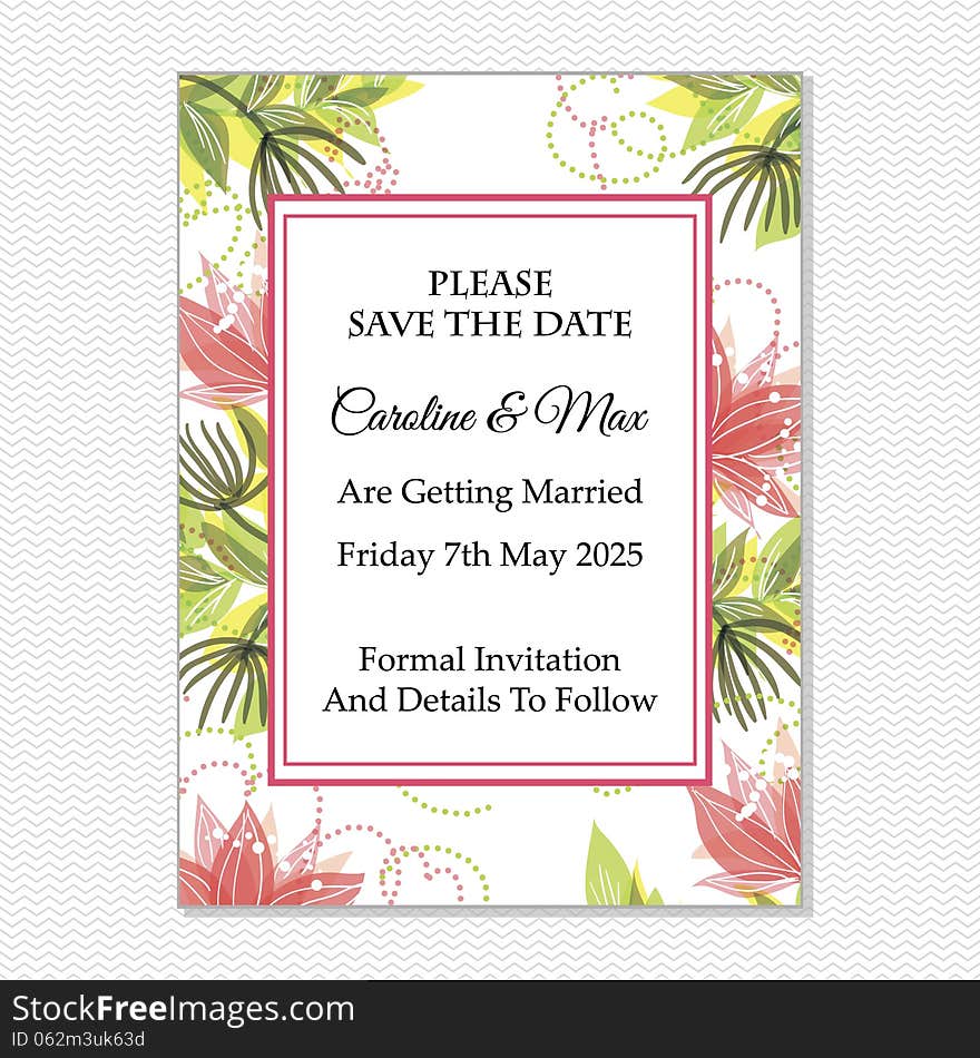 Wedding card or invitation with abstract floral background