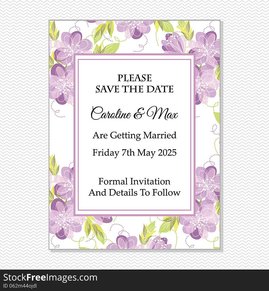 Wedding card or invitation with abstract floral background