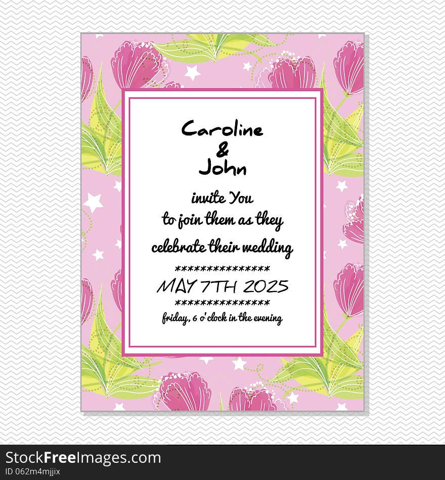 Wedding card or invitation with abstract floral background