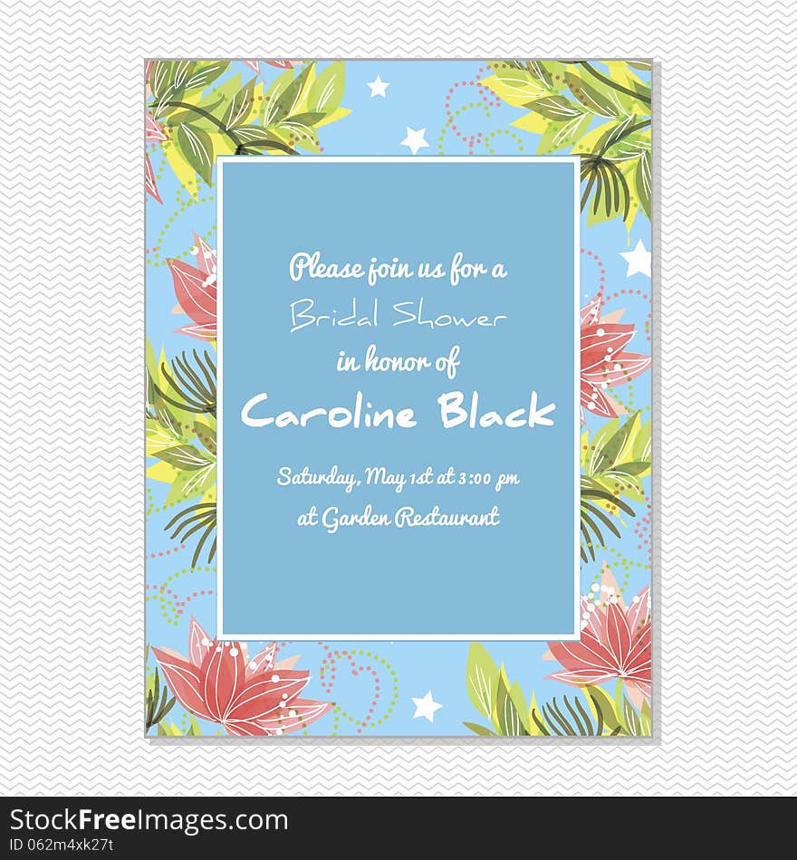 Wedding card or invitation with abstract floral background