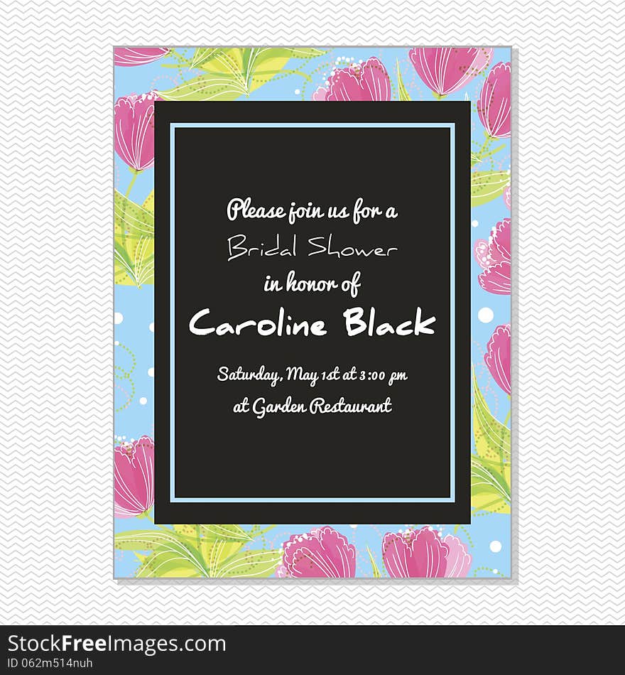 Wedding card or invitation with abstract floral background