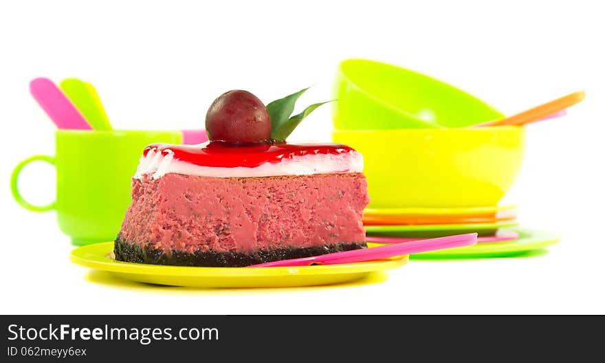 Tasty looking piece of cake isolated on white