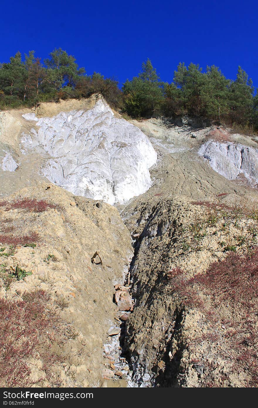 Rocky mountain wall of salt at Parajd