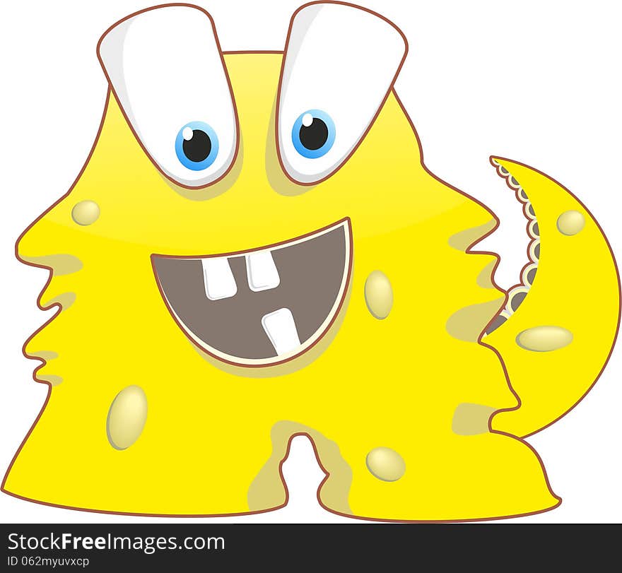 Vector illustration of funny yellow monster on white background. Vector illustration of funny yellow monster on white background