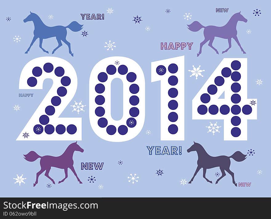 Illustration with New Year 2014 symbol of a horse. Illustration with New Year 2014 symbol of a horse