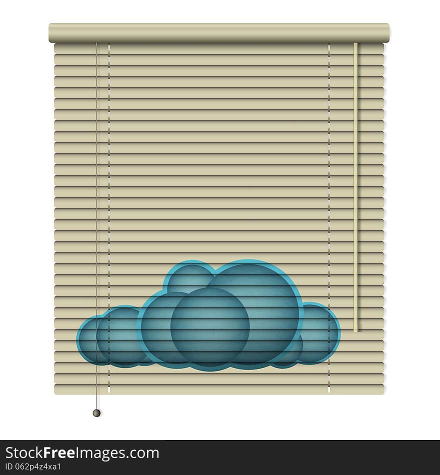 New realistic louvers icon with printed cloud symbol can use like conceptual design. New realistic louvers icon with printed cloud symbol can use like conceptual design