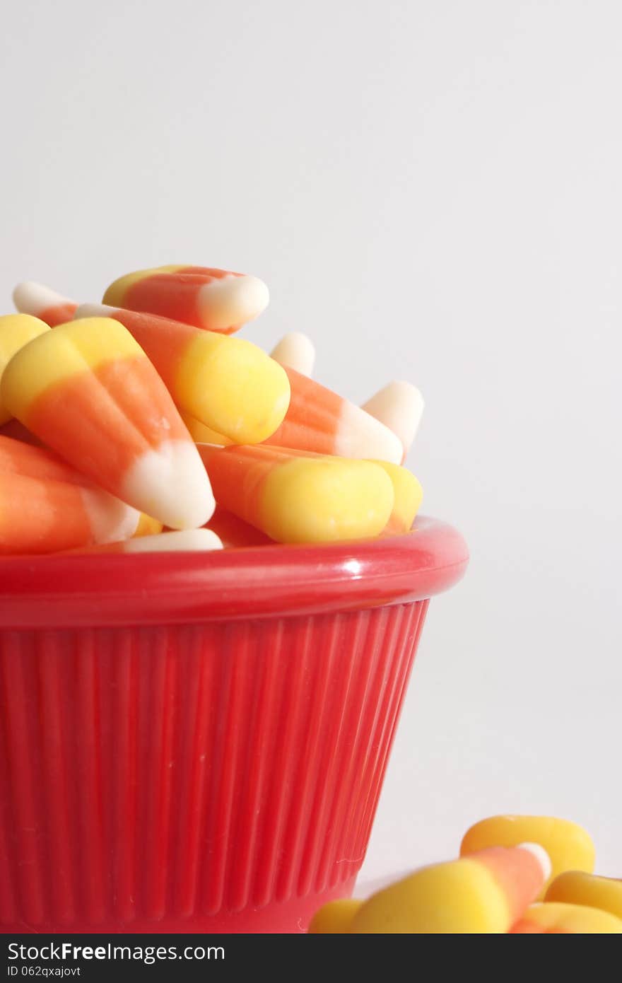 Candy Corn In A Red Bowl