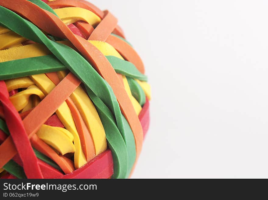 Closeup macro of a rubberband ball