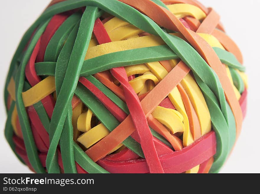 Closeup macro of a rubberband ball