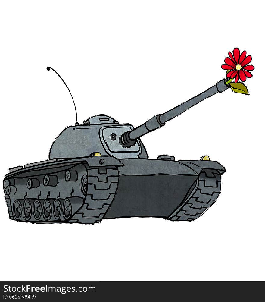 Tank with flower in gun