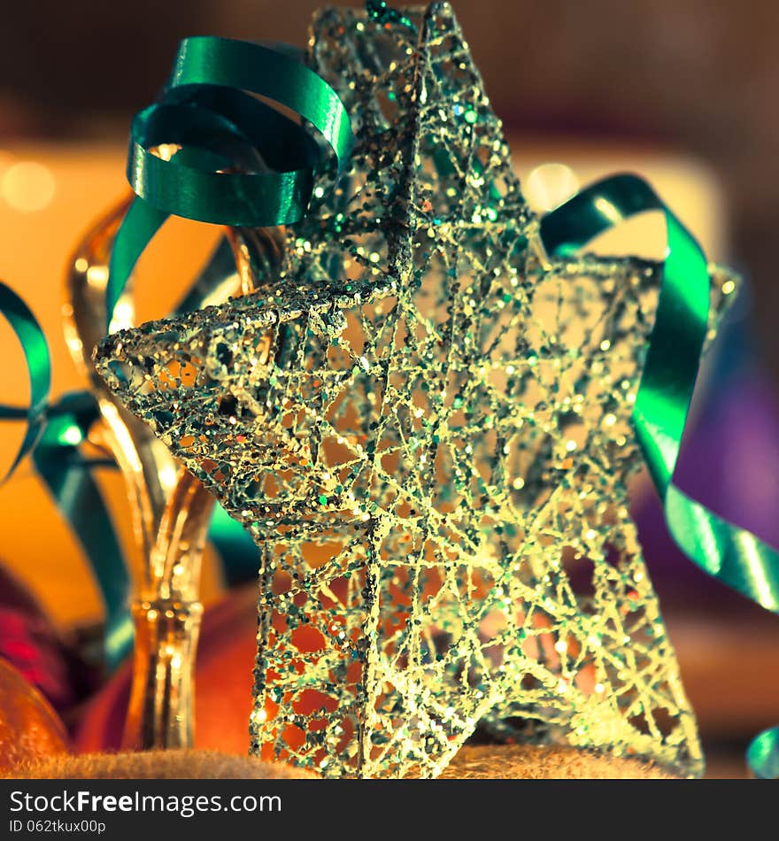 Beautiful christmas decorations on table. Beautiful christmas decorations on table